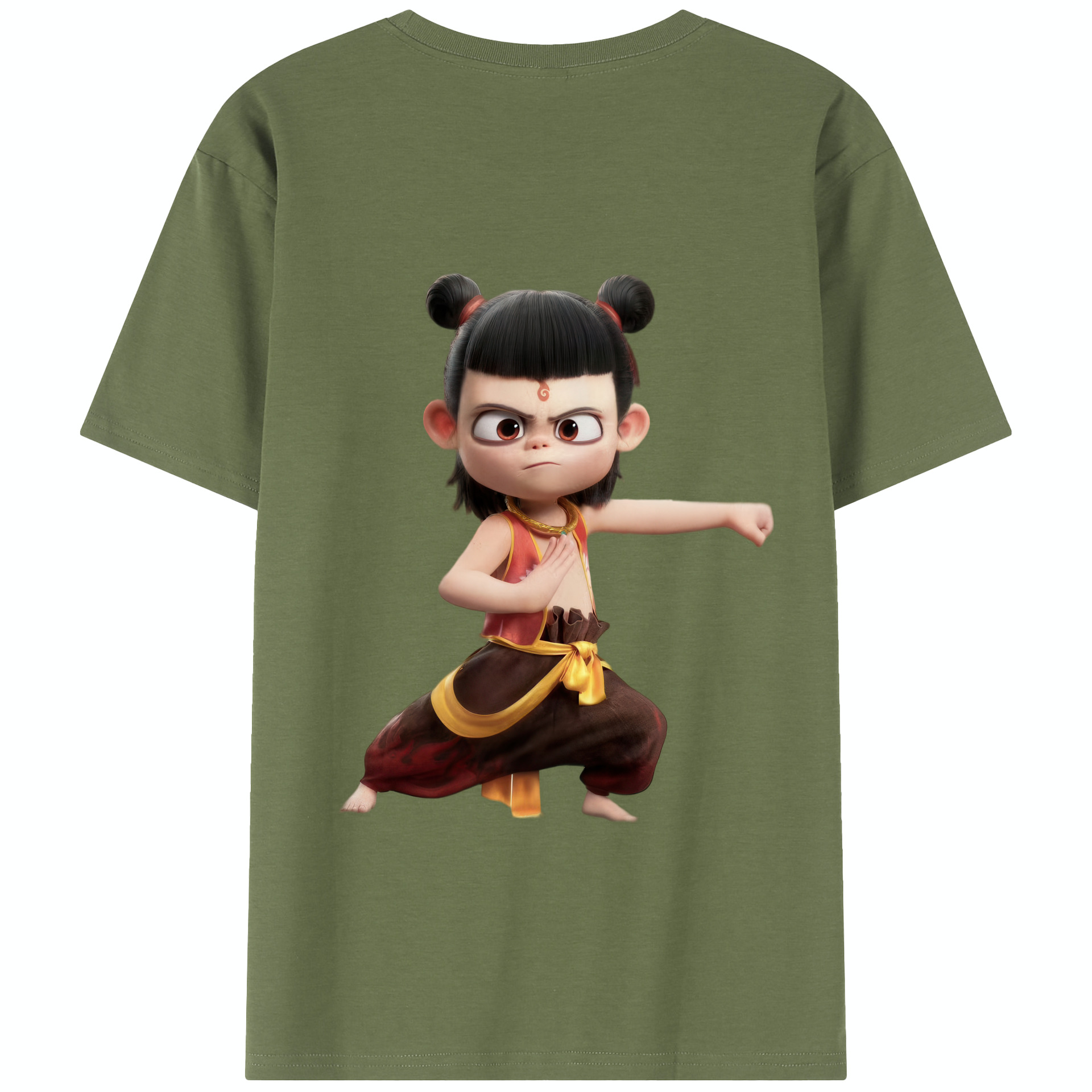 （画像用） Ne Zha 2 ナタ 魔童の大暴れ 綿100％半袖Tシャツ（背面プリント）